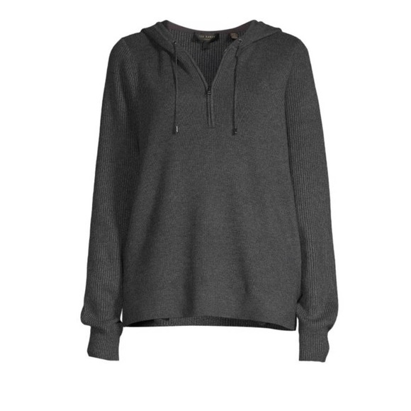 Ted Baker London Louluu Quarter Zip Hoodie in Charcoal Gray Popover